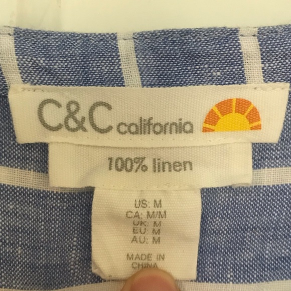 Nautical linen top blouse shacket jacket beach - Picture 4 of 5